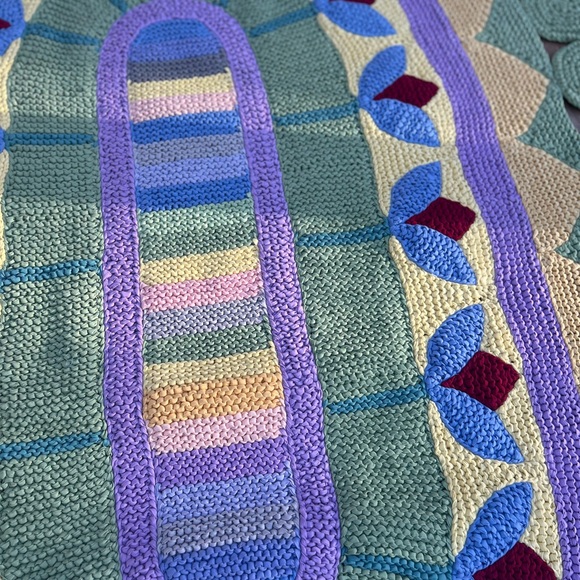 Lotus Pond sage & yellow Lotus Pond area Rug vintage 1980’s style nwt - Picture 5 of 8